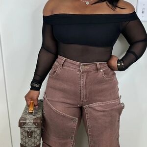 Elegant Black Off-Shoulder Mesh Top